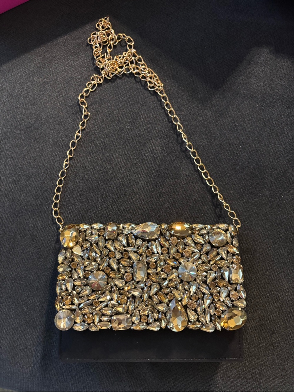 Gold Jeweled Evening Crossbody Bag - Women